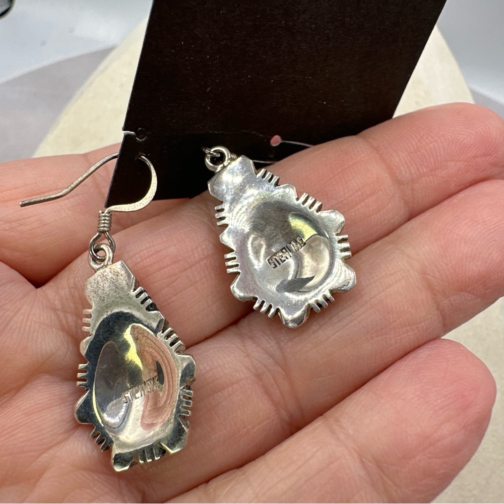 Native American Sterling Dangle Drop Earrings - image 3